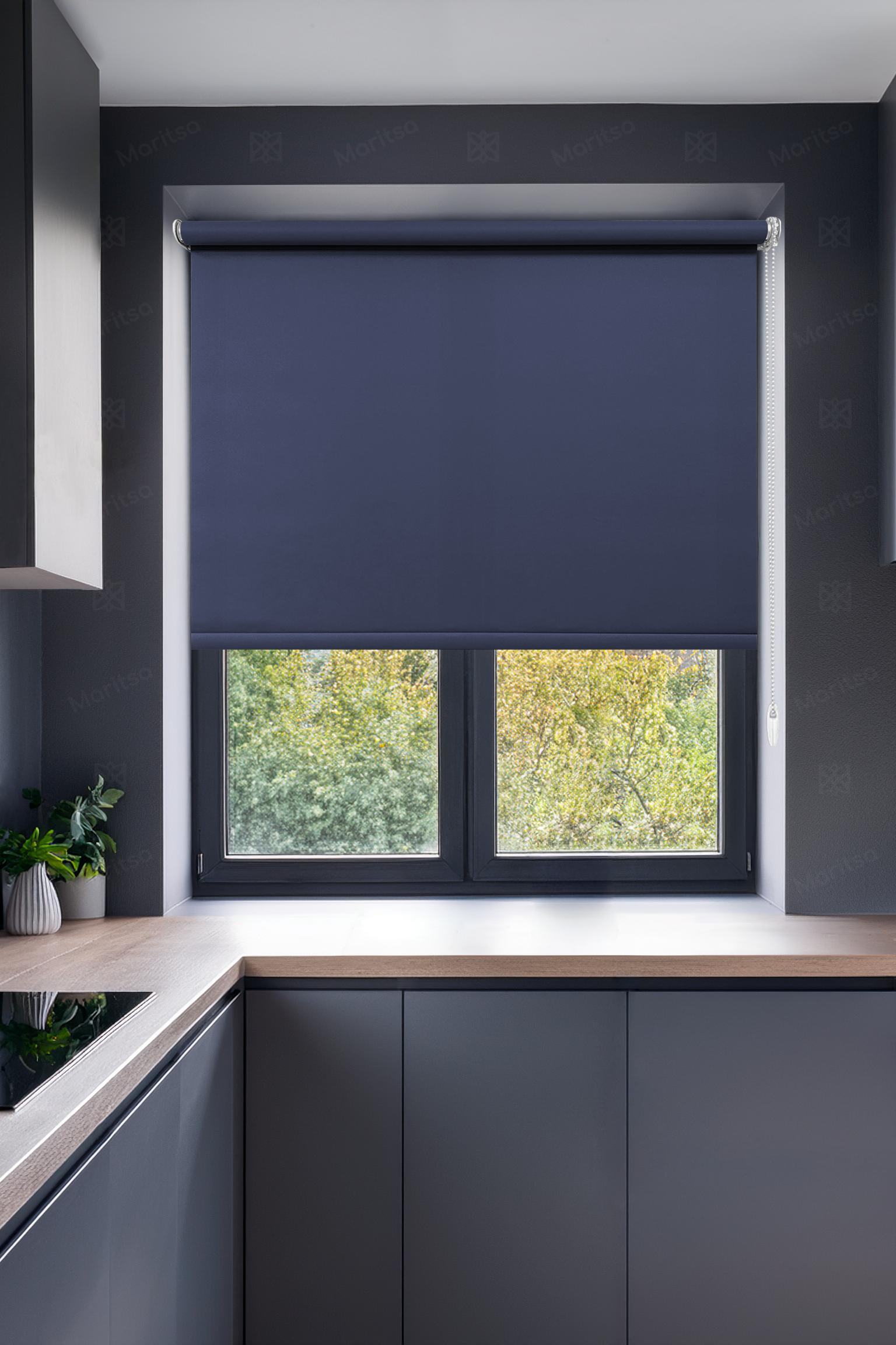 Mat Polyester Lacivert Stor Perde