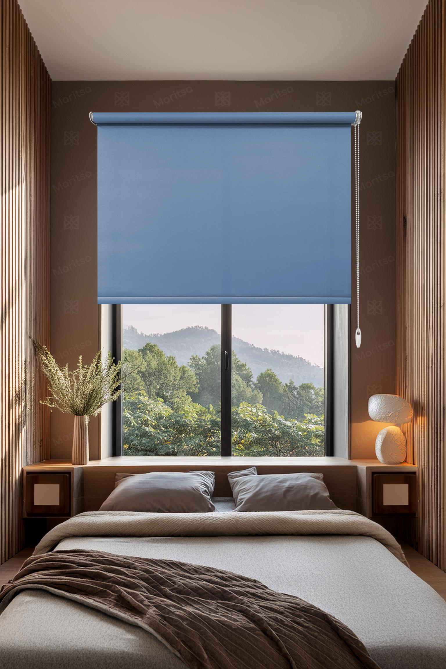 Mat Polyester Mavi Stor Perde