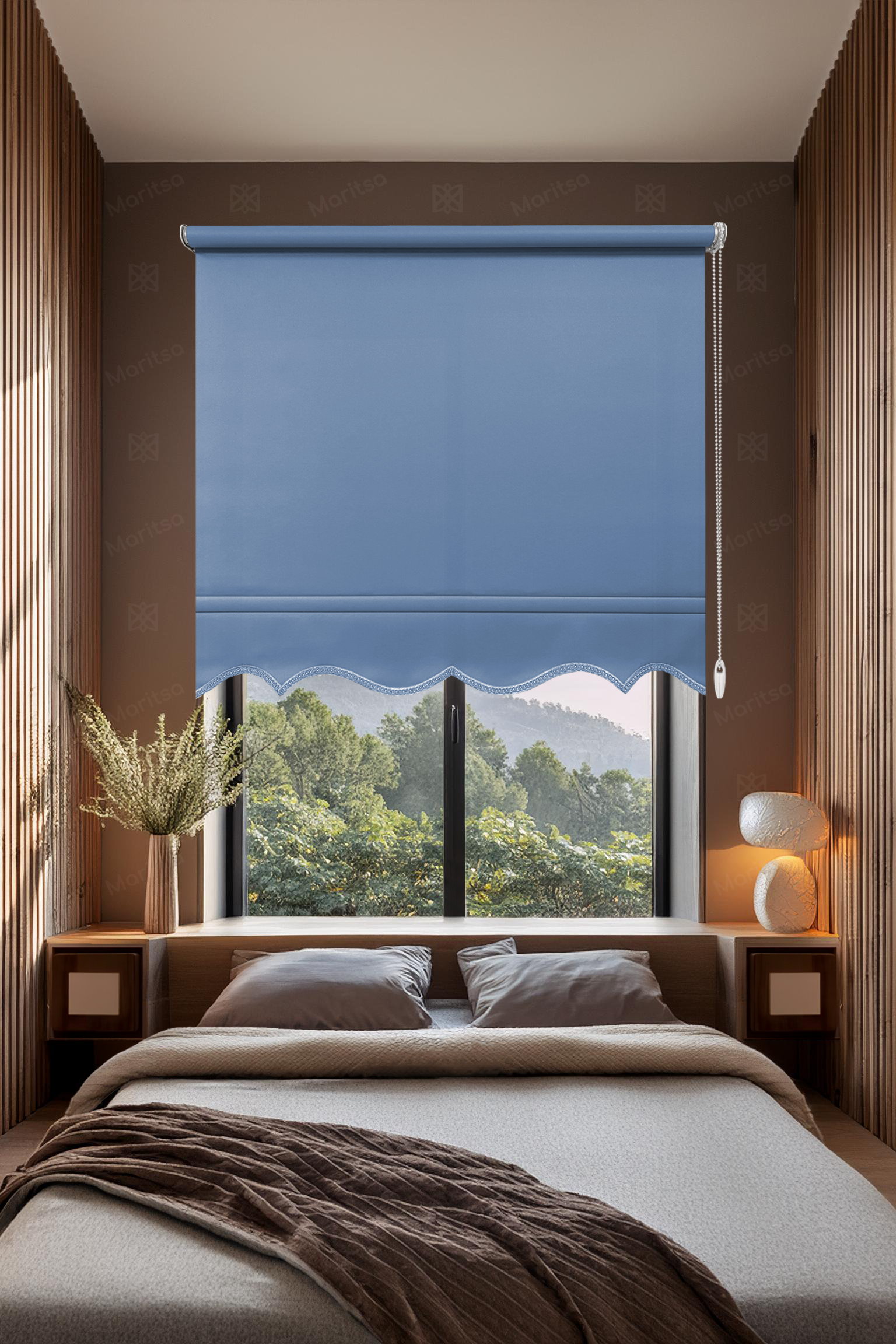 Mat Polyester Mavi Stor Perde