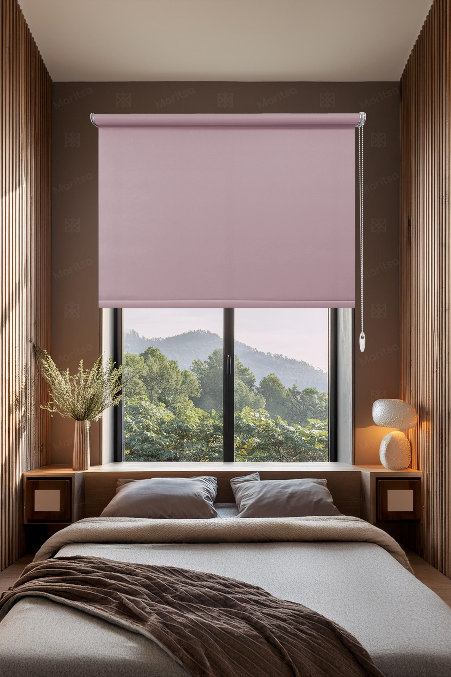 Mat Polyester Pembe Stor Perde