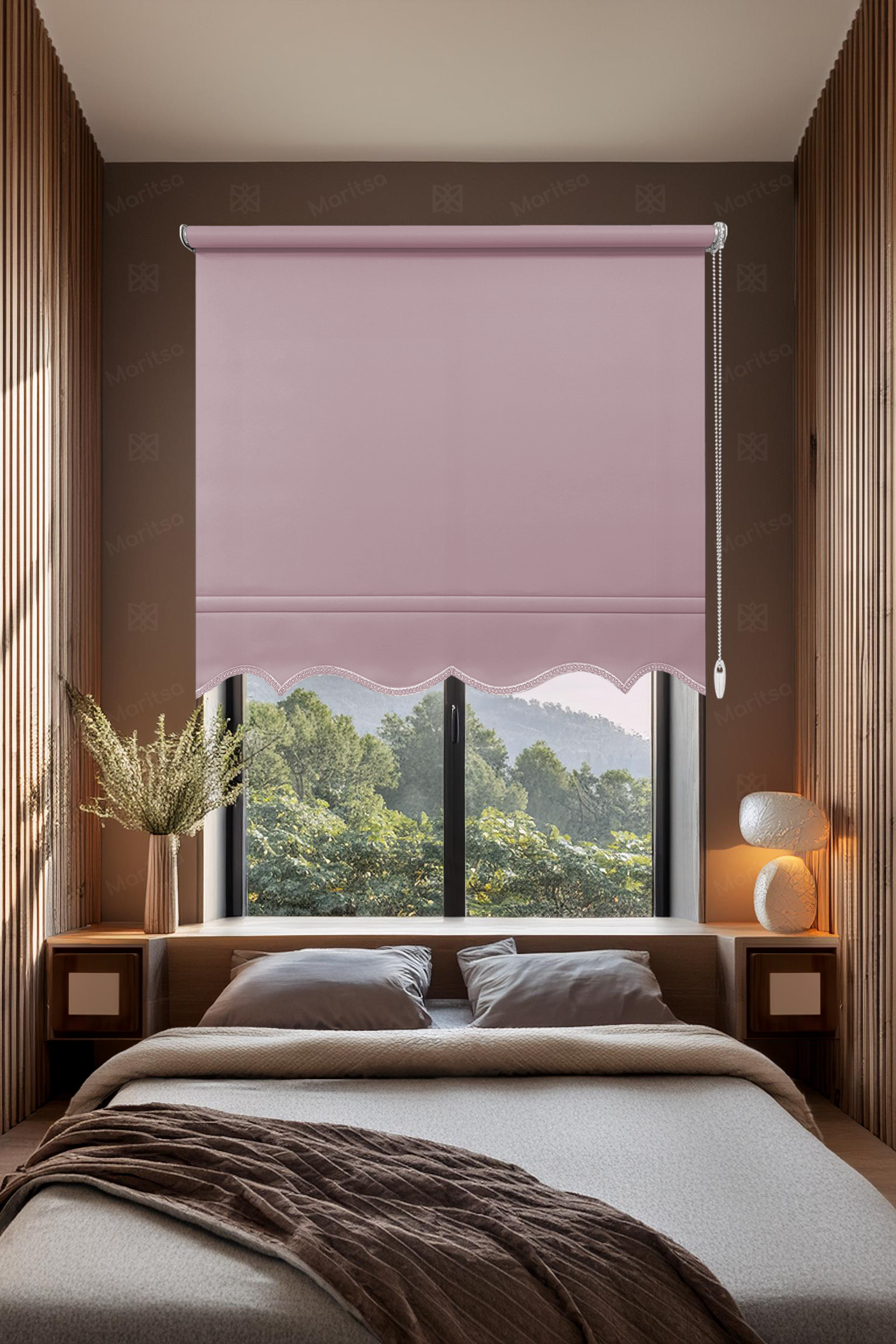 Mat Polyester Pembe Stor Perde