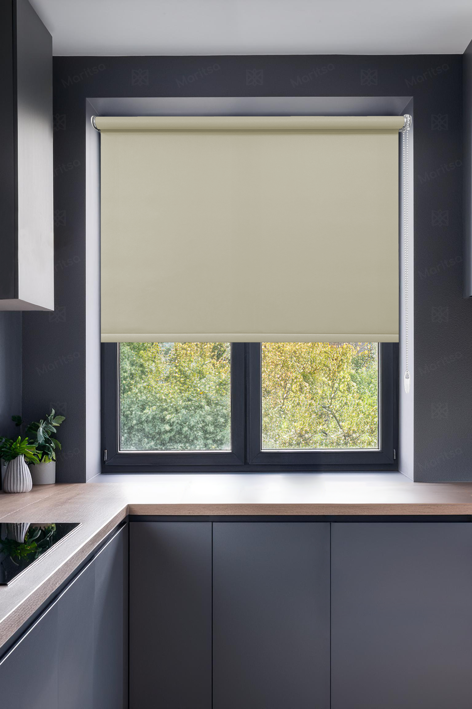 Mat Polyester Şampanya Stor Perde