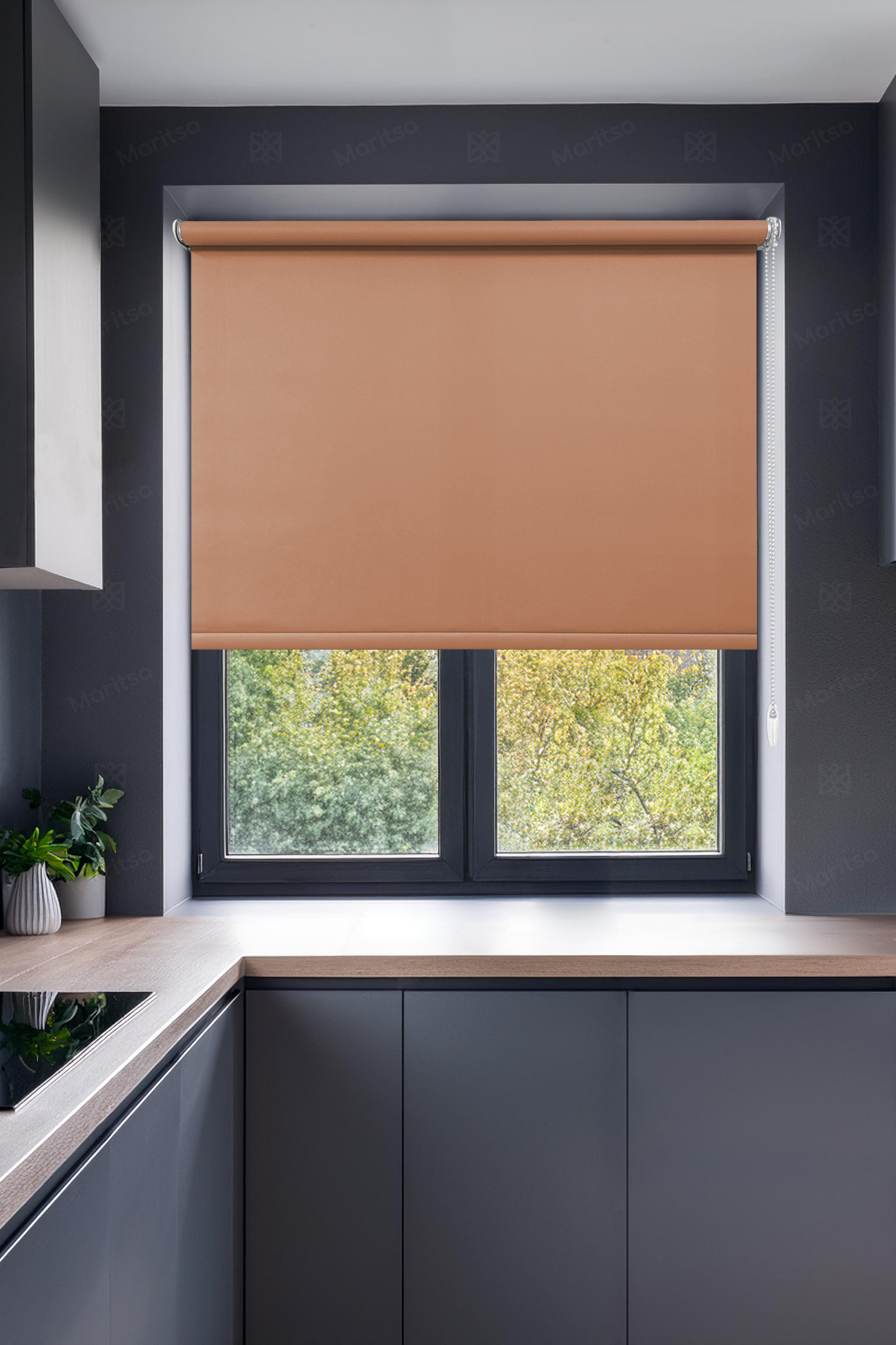 Mat Polyester Şeftali Stor Perde