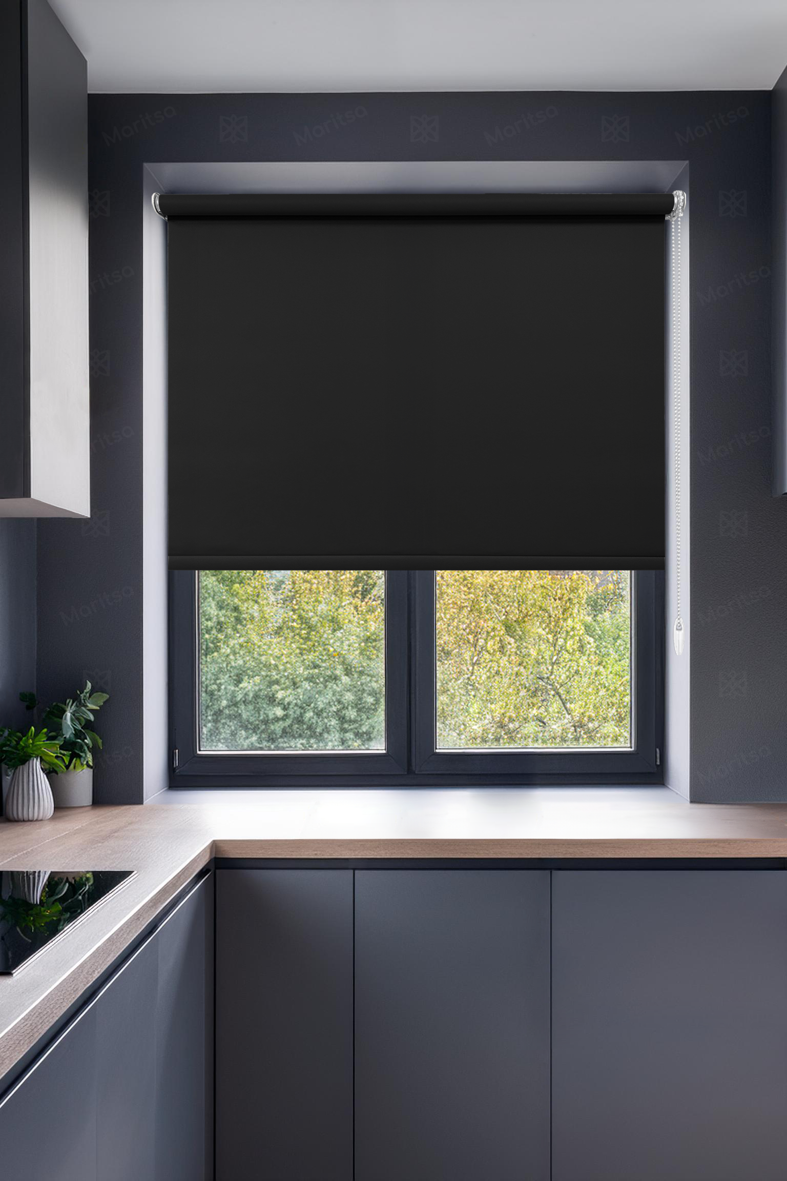 Mat Polyester Siyah Stor Perde