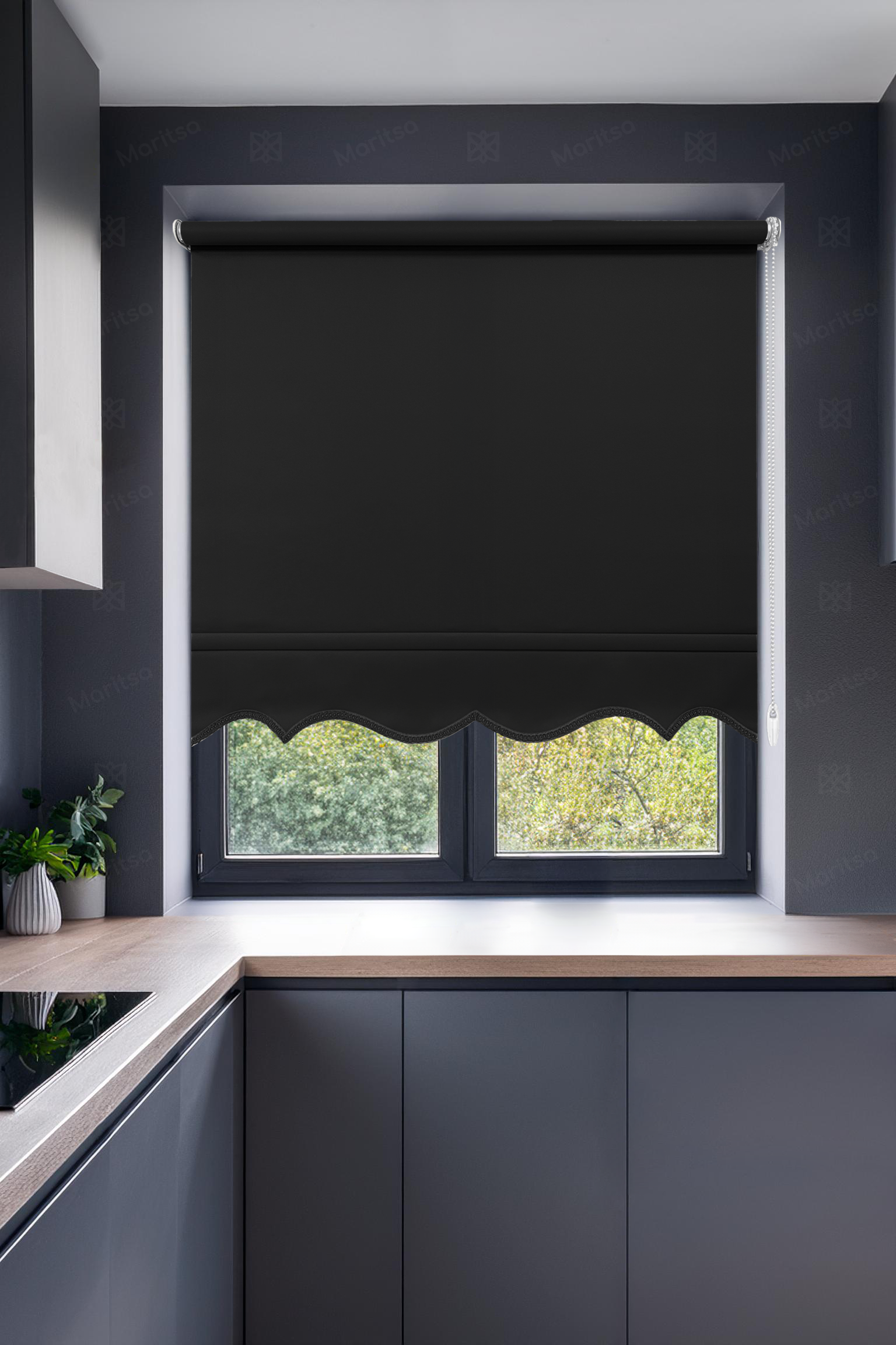 Mat Polyester Siyah Stor Perde