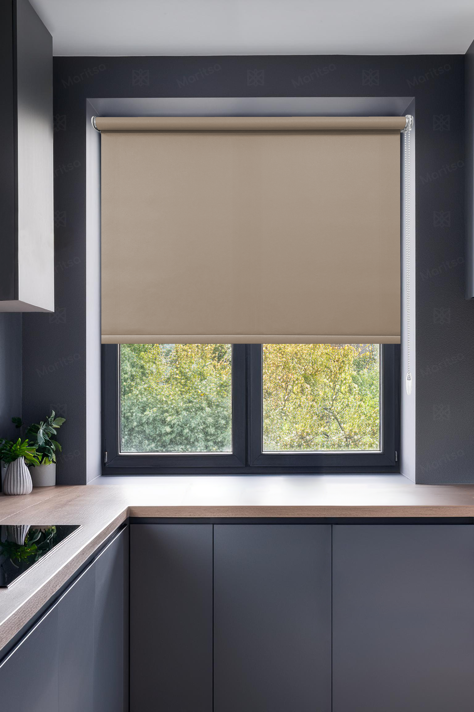 Mat Polyester Sütlü Kahve Stor Perde