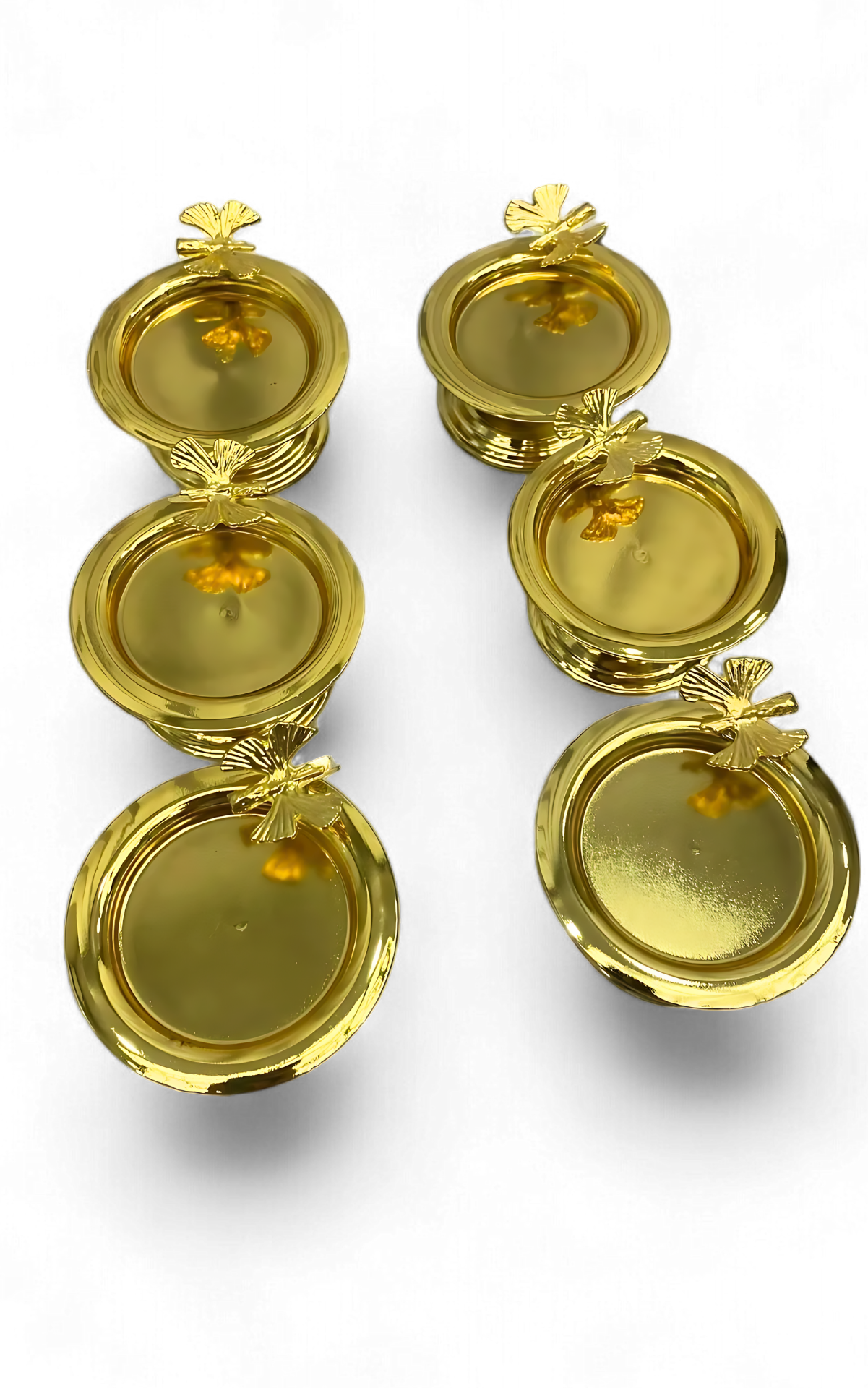 Yaren Style Kelebekli Dekoratif 6 li Gold Renk Makaronluk Lokumluk Kahve Yanı Sunumluk Kelebekli Dekoratif 6 li Gold Renk Makaronluk Lokumluk Kahve Yanı Sunumluk