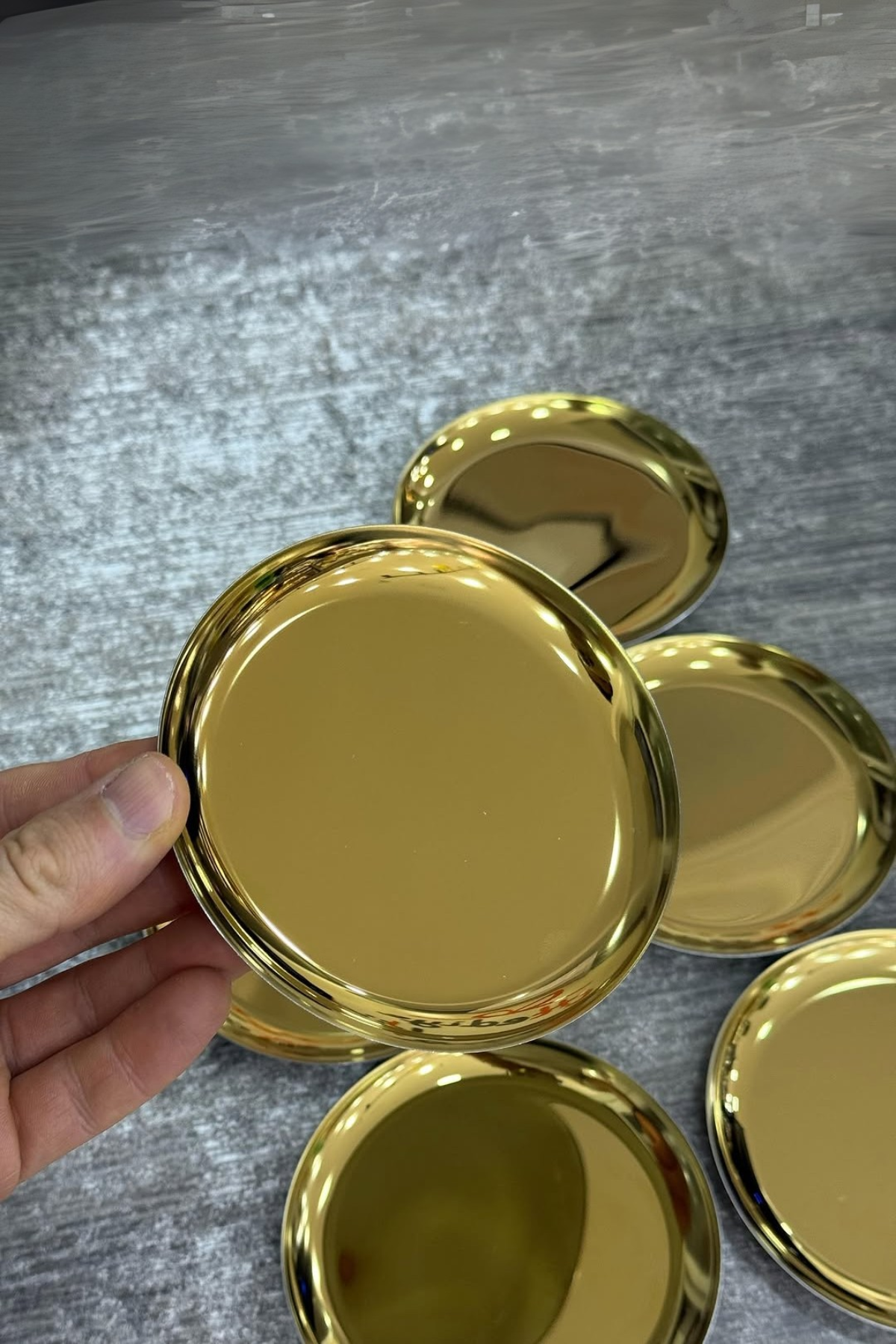 Yaren Style6 lı Mini Gold Renk Paslanmaz Çelik | Tatlı, İkram Çerez Tabağı 12cm 6 lı Mini Gold Renk Paslanmaz Çelik | Tatlı, İkram Çerez Tabağı 12cm  