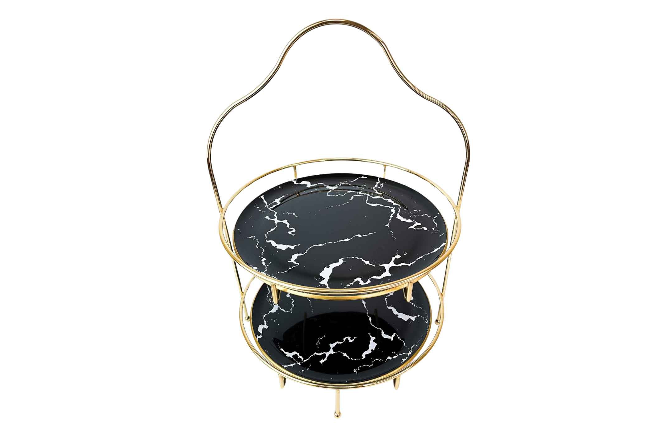 İki Katlı Gold Pasta Sunumluk 19cm/ Etajer / İkramlık Stand - Tabaklar Temsilidir.