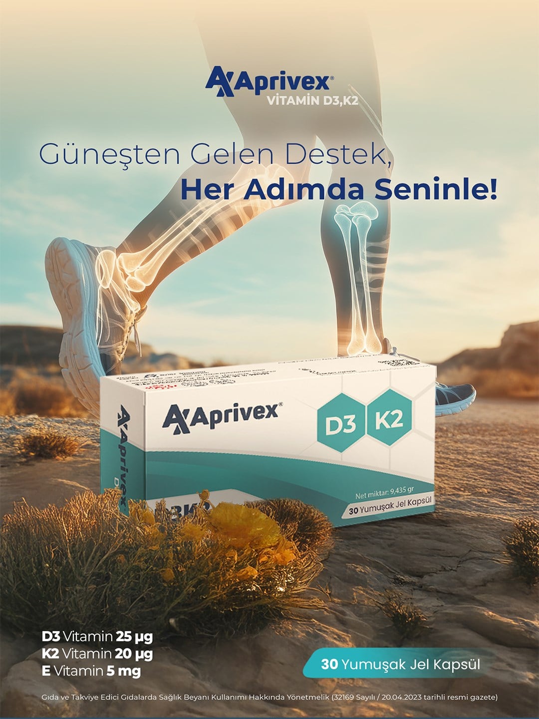 Aprivex D3 - K2 30 Yumuşak Kapsül