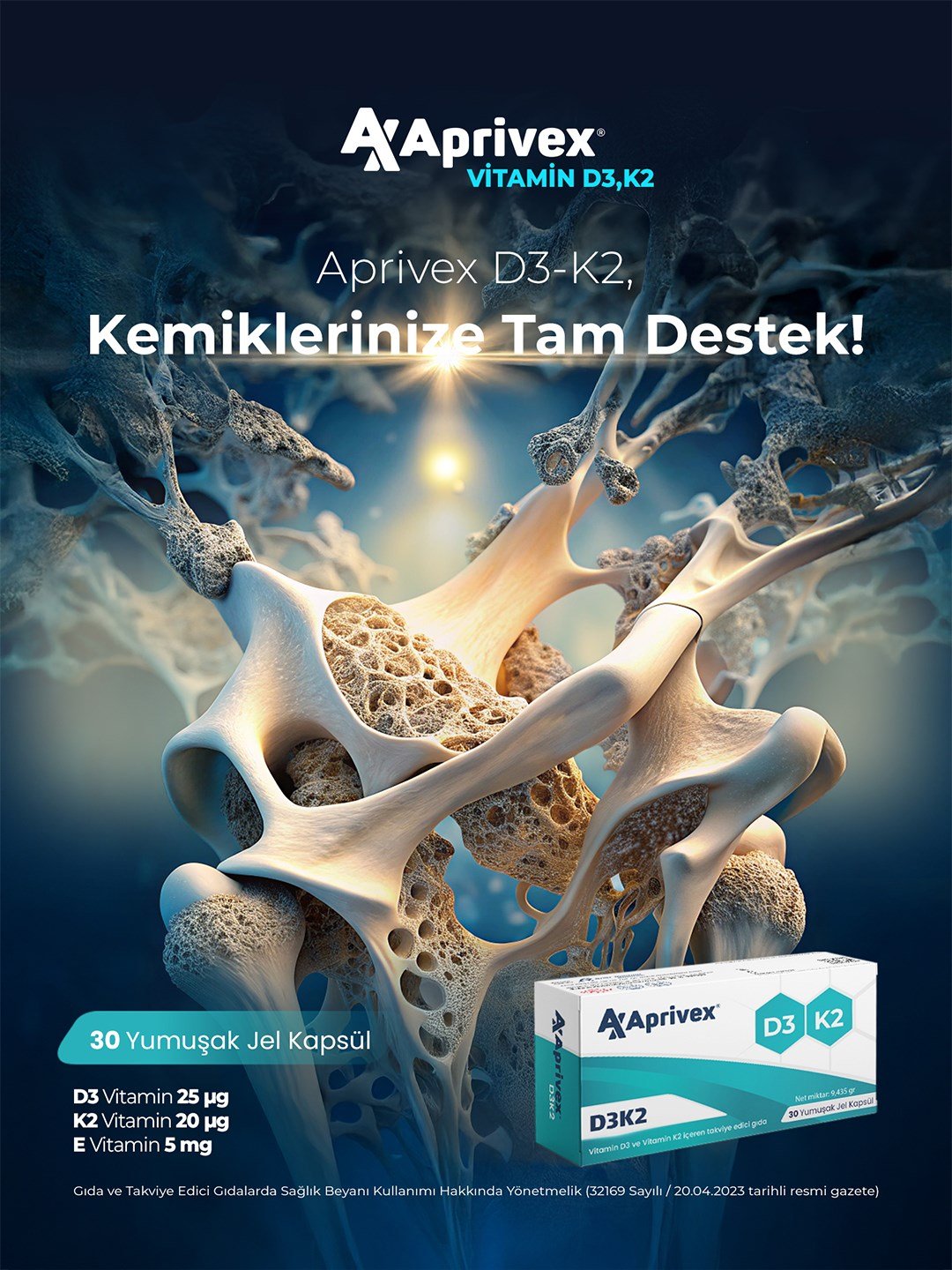 Aprivex D3 - K2 30 Yumuşak Kapsül