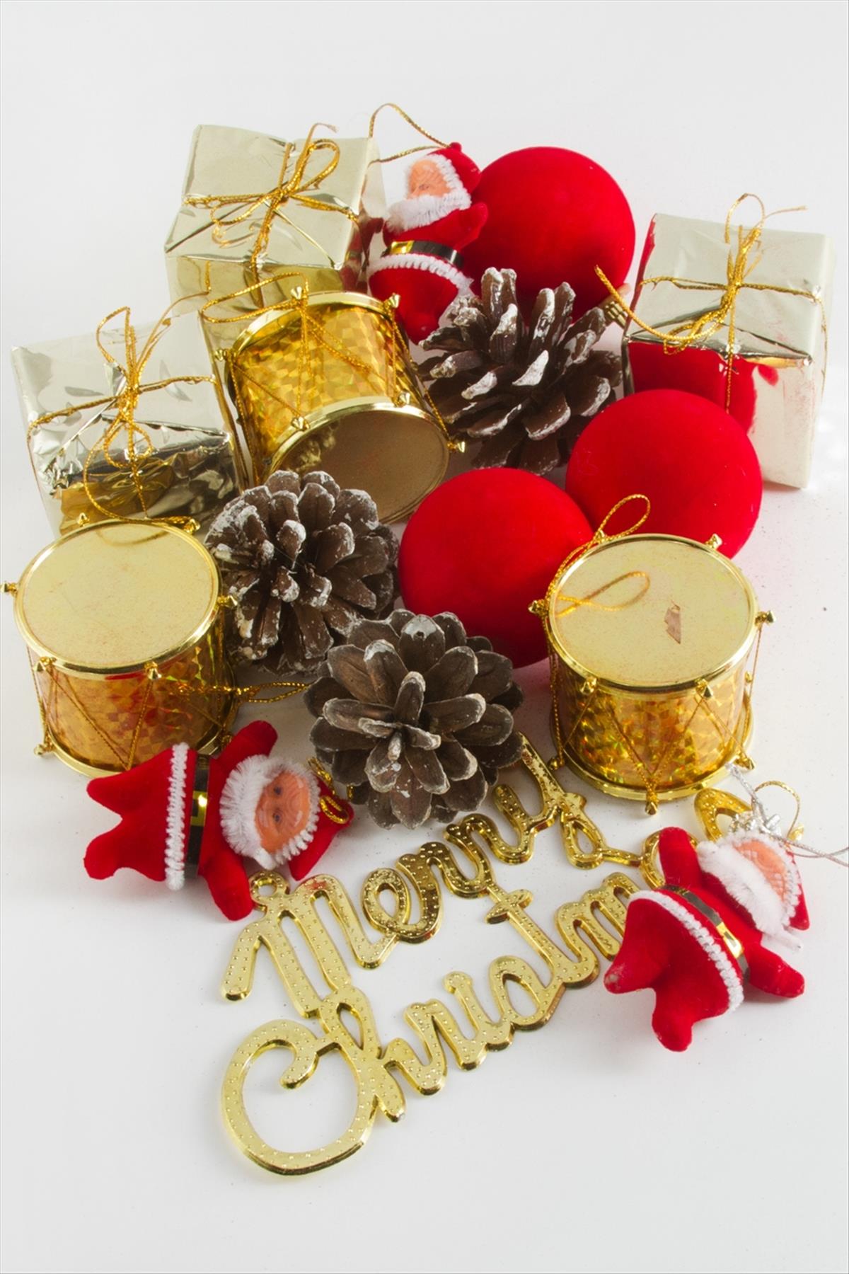 16 Adet Karışık Büyük Boy Yılbaşı Ağaç Süsü