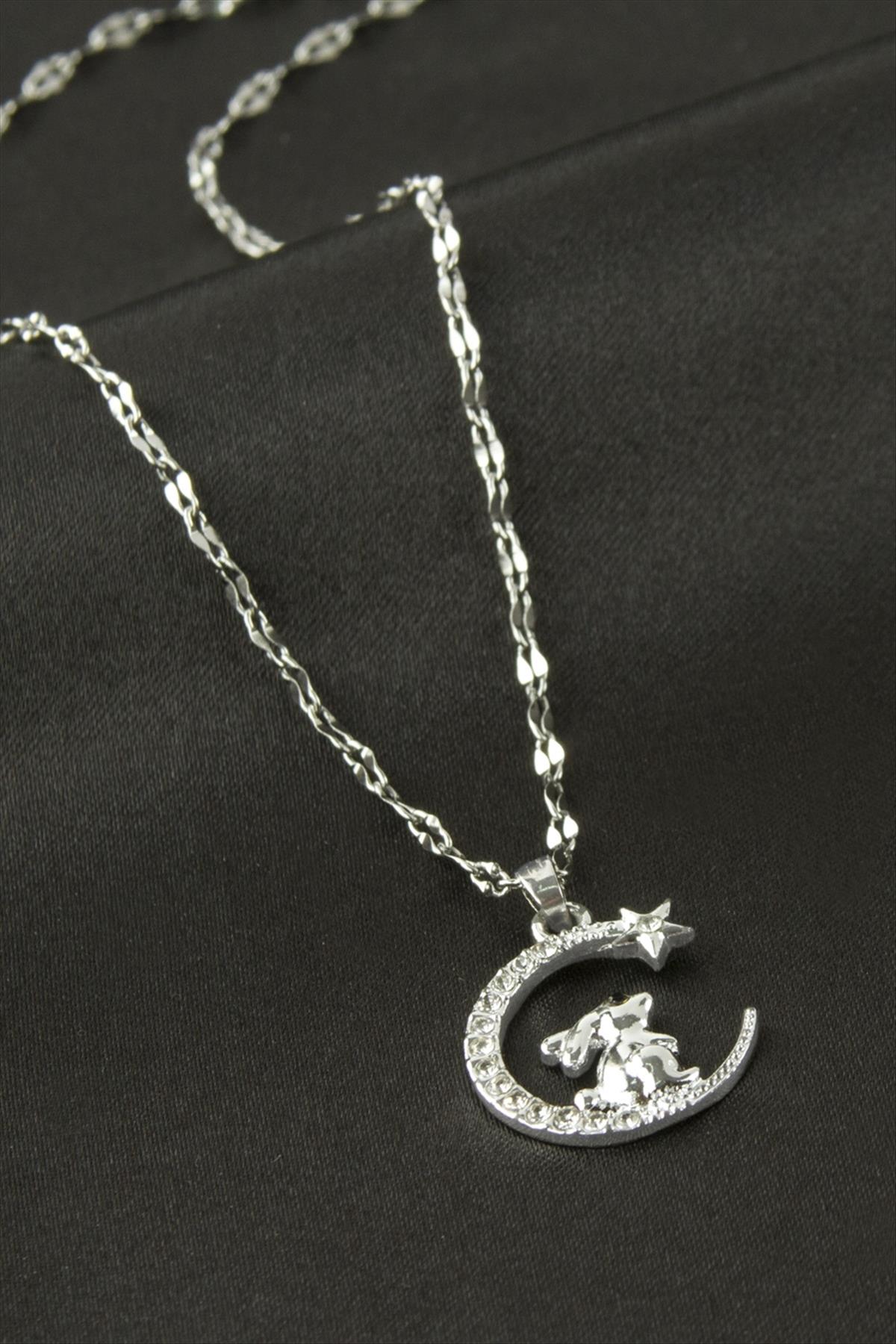 Ay Yıldız Zirkon Taşlı Kolye
