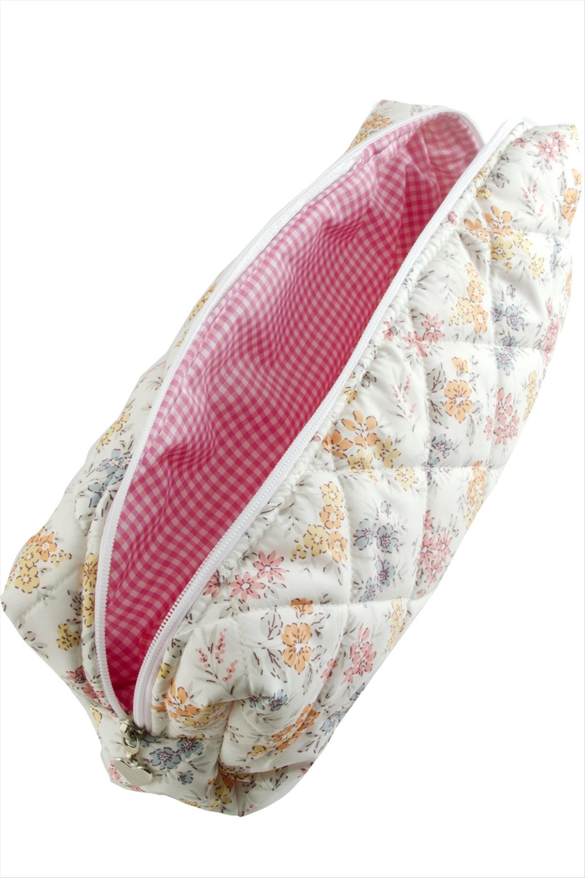 Çiçek Desenli Dy Saç Şekillendirici Çanta