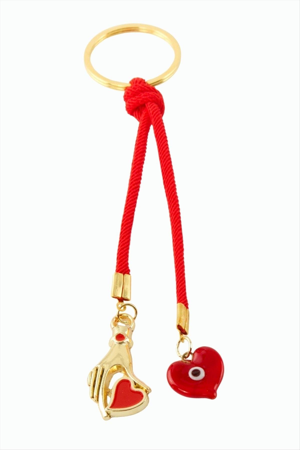 Kalp El Camlı İpli Anahtarlık