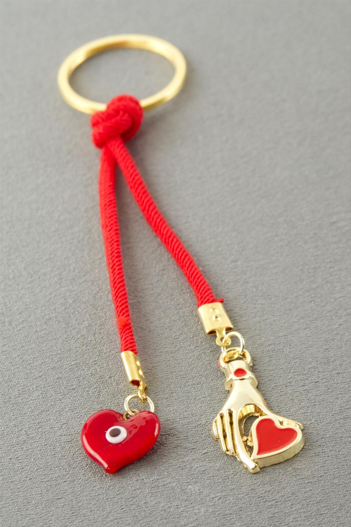Kalp El Camlı İpli Anahtarlık