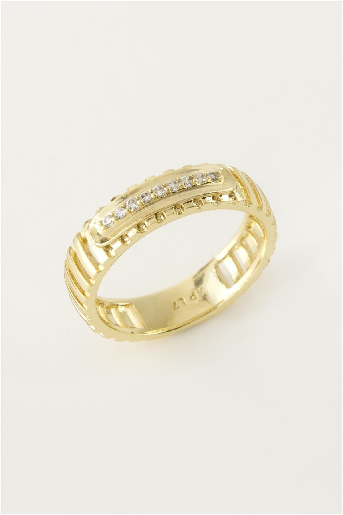 Xuping Karışık Lüks Zirkon Taşlı Çelik Yüzük 1 Adet