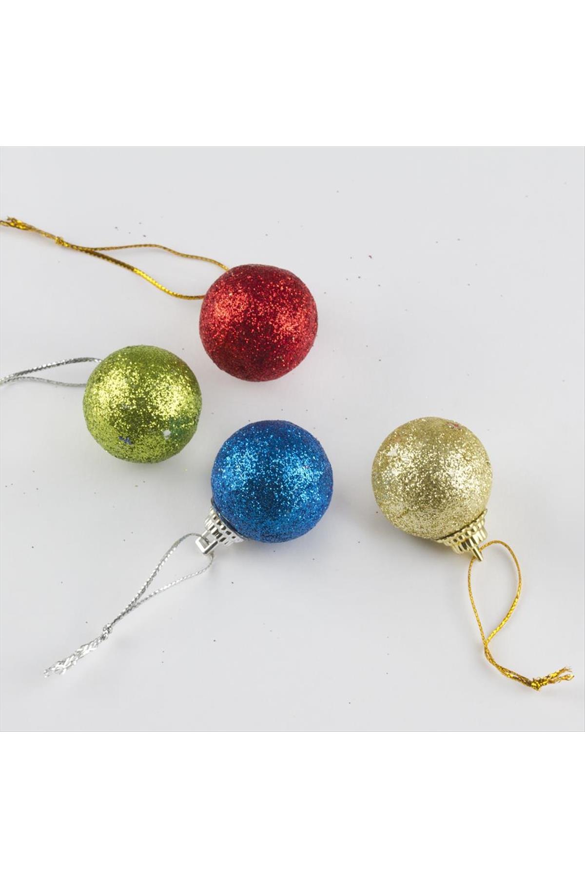 12'li Simli Minik Cici Top Yılbaşı Ağaç Süsü