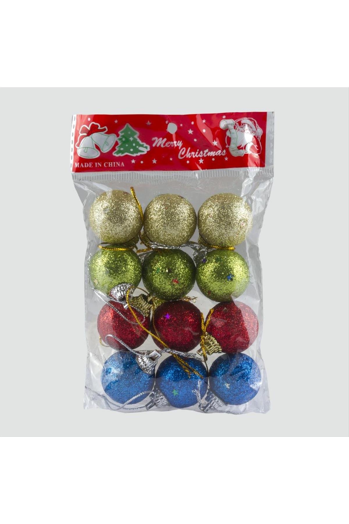 12'li Simli Minik Cici Top Yılbaşı Ağaç Süsü