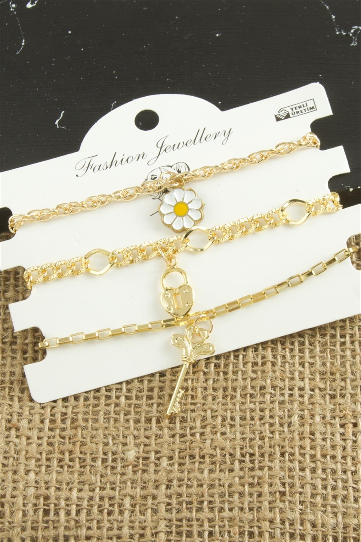 3 Adet Papatya Trend Zincir Bileklik