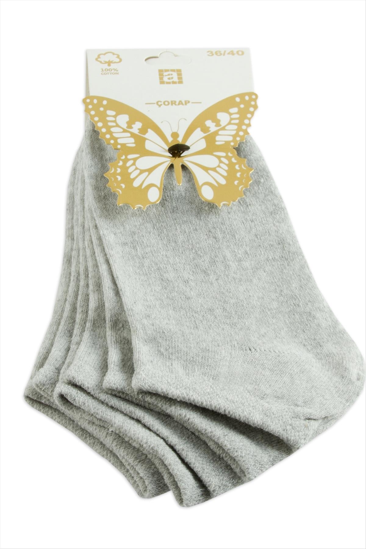 3 Çift Gri Renkli Snekars Çorap