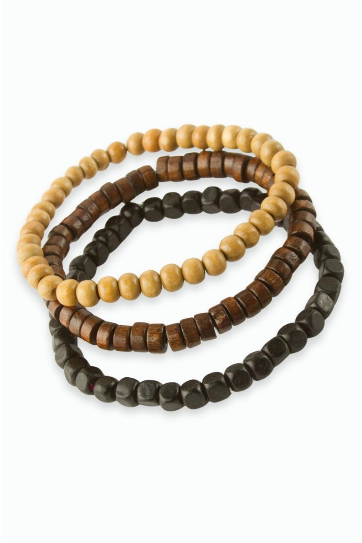 3'lü Bambu Ahşap Bileklik 6 mm