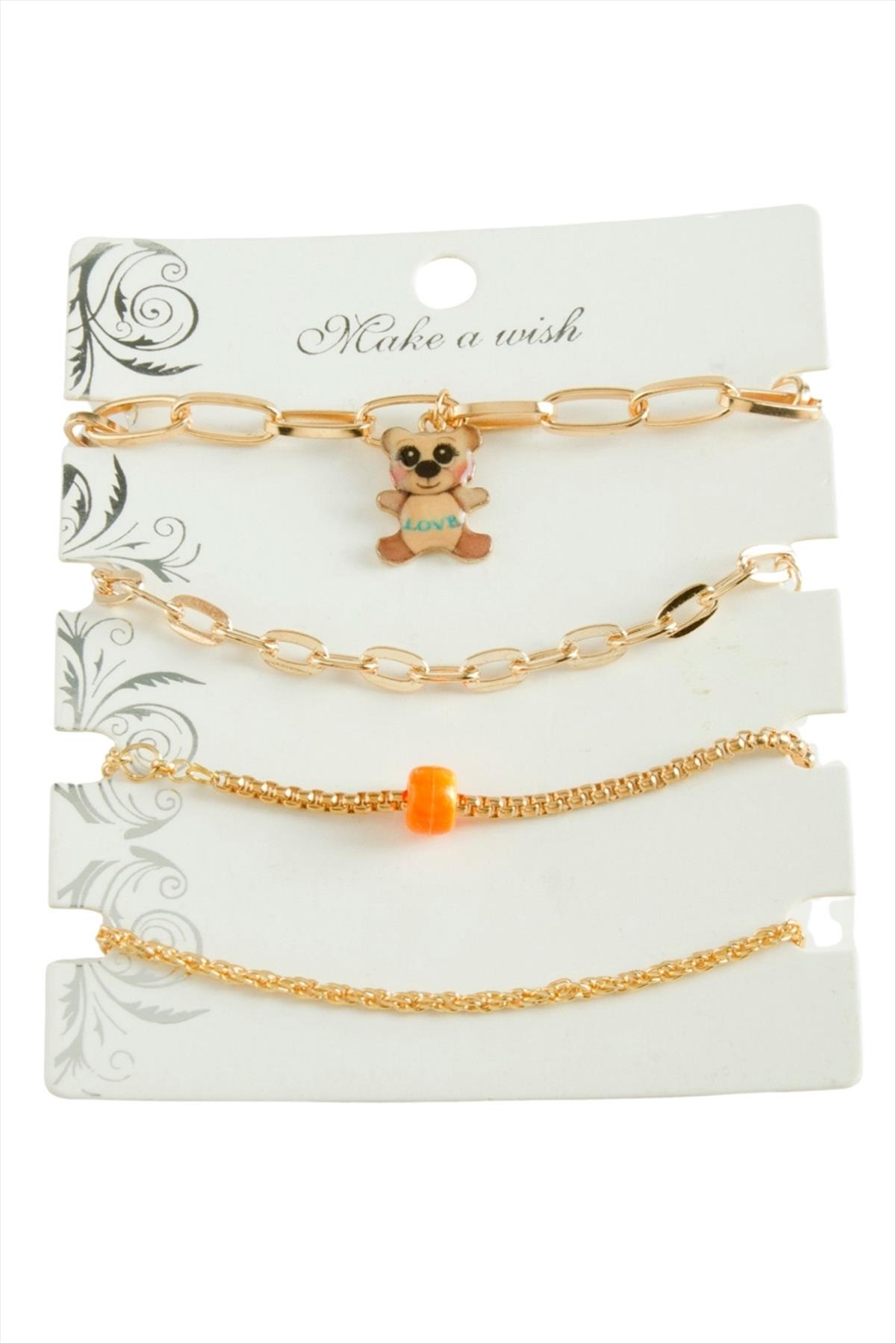 4 Adet Ayıcık Trend Zincir Bileklik