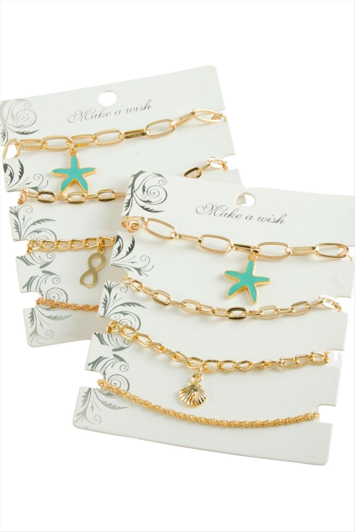 4 Adet Deniz Yıldızı Trend Zincir Bileklik