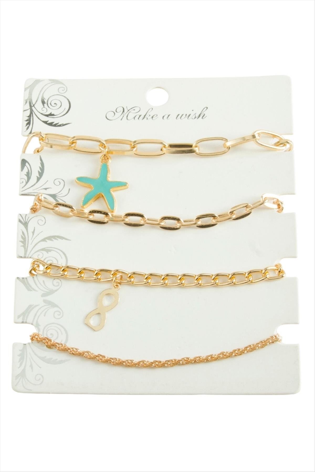 4 Adet Deniz Yıldızı Trend Zincir Bileklik