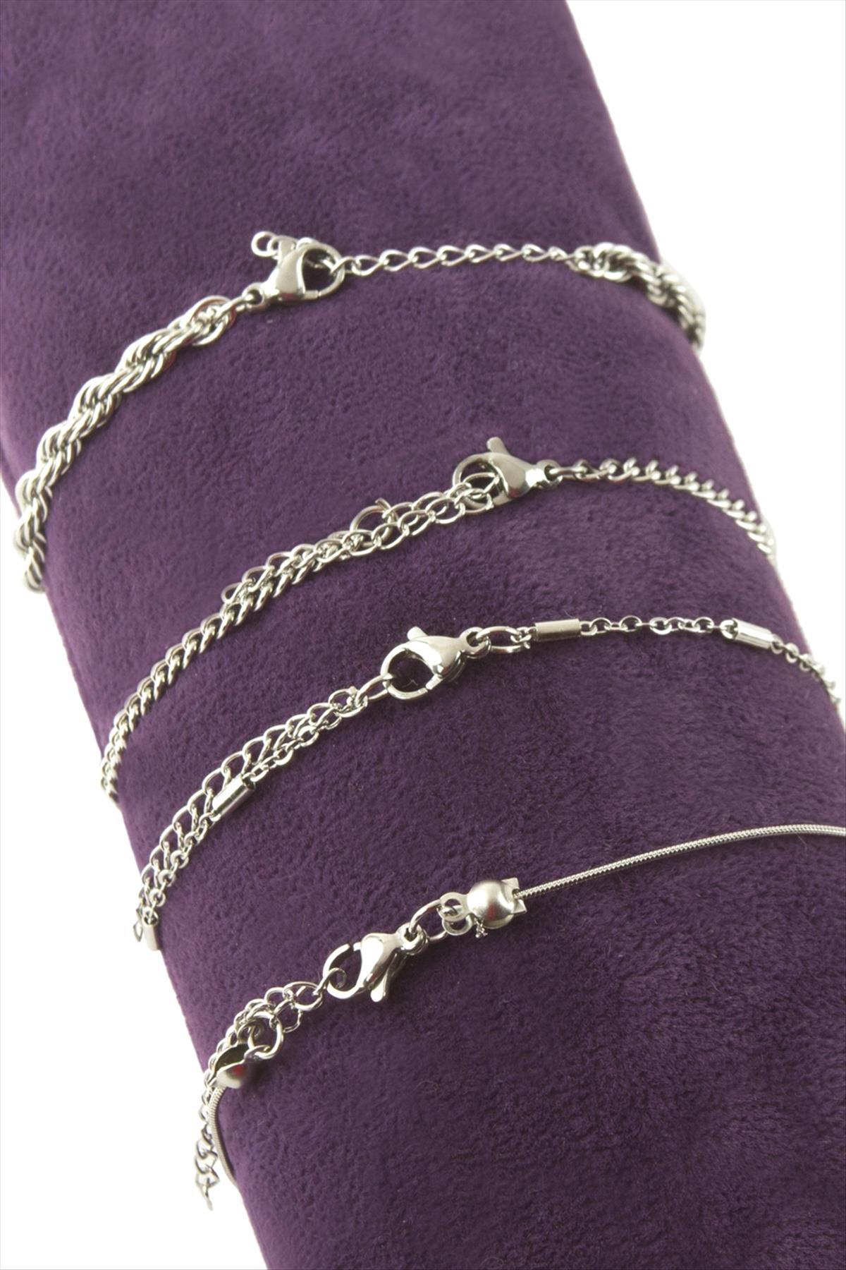 4 Adet Hilal Nazar Taşlı Zincir Bileklik