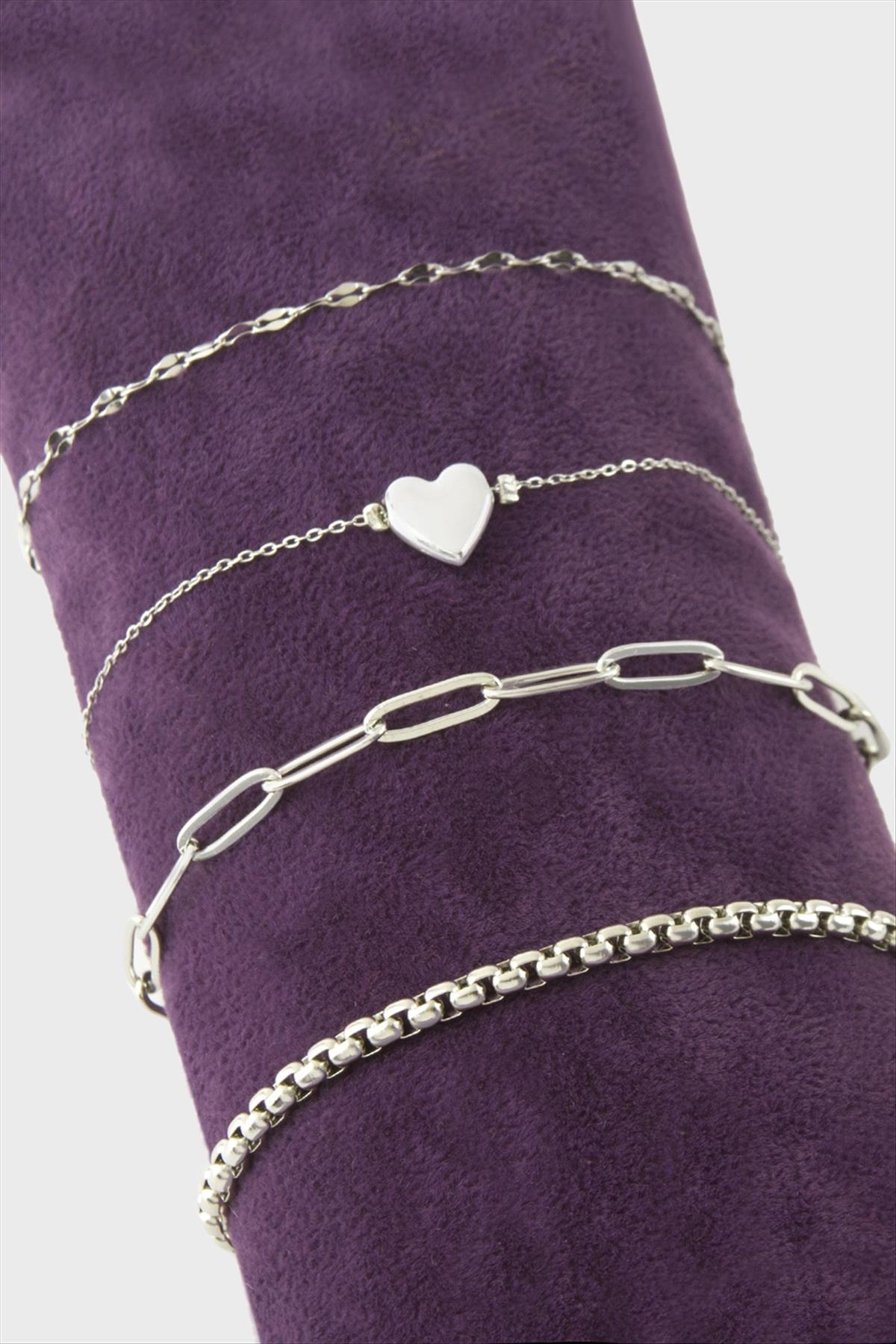 4 Adet Kalp Zincir Bileklik