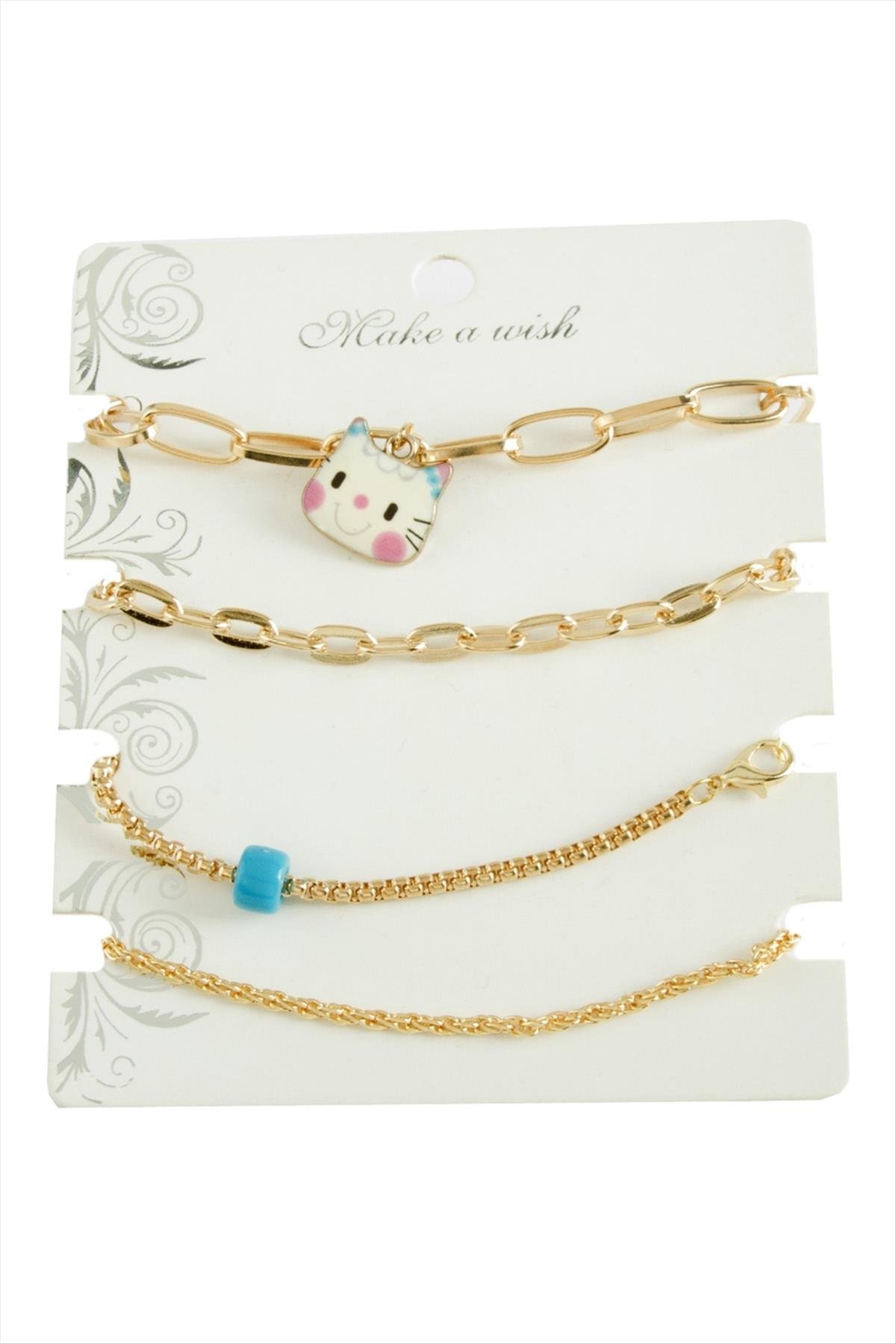 4 Adet Kedi Trend Zincir Bileklik