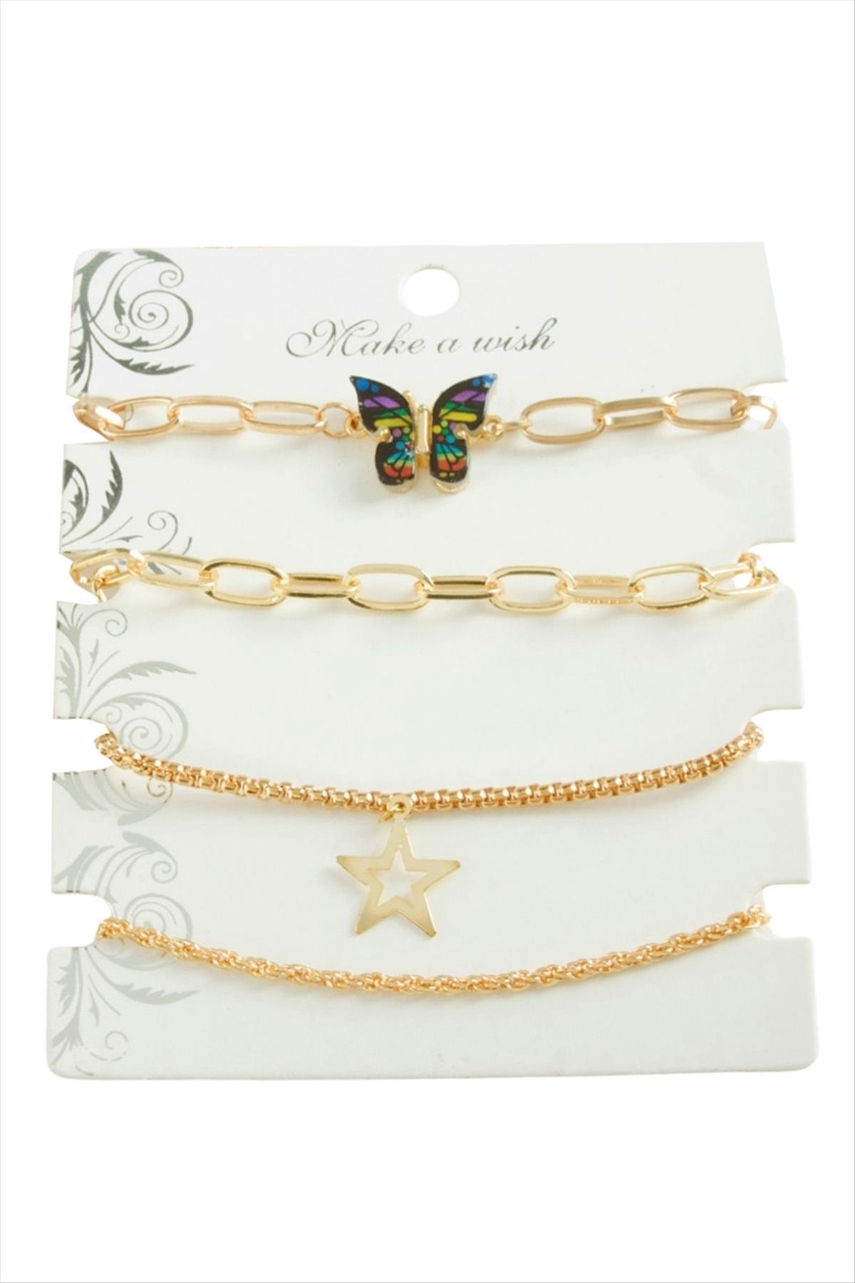 4 Adet Kelebek Trend Zincir Bileklik