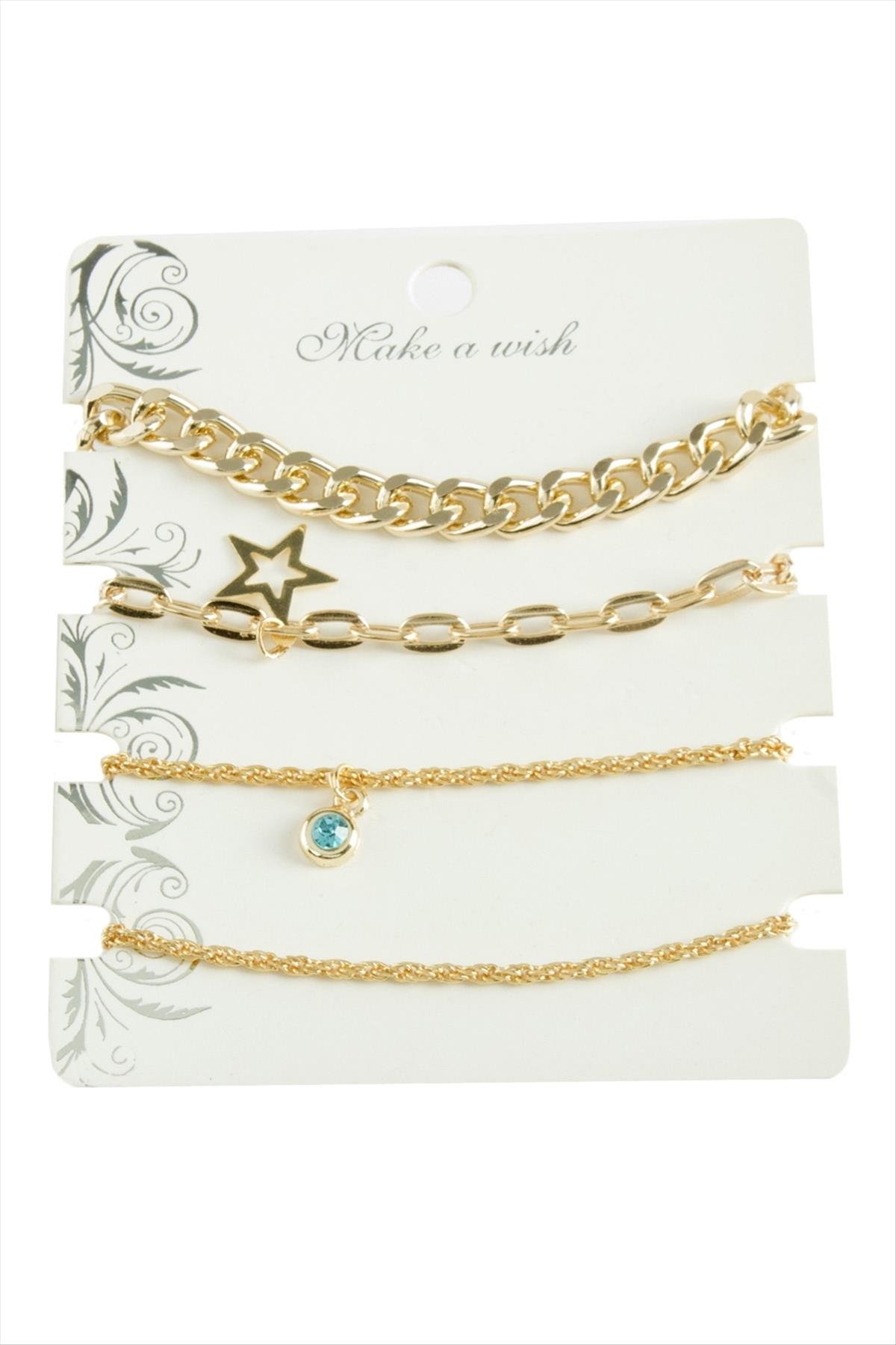 4 Adet Yıldızı Trend Zincir Bileklik