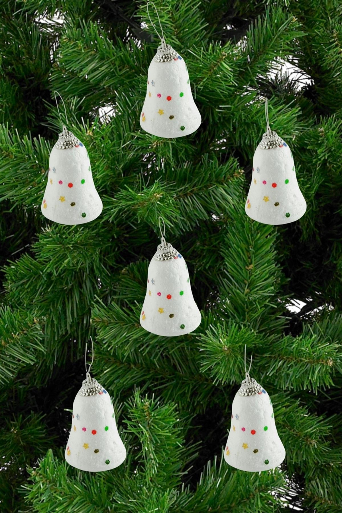 6 Adet Çan Yılbaşı Ağaç Süsü 6 cm