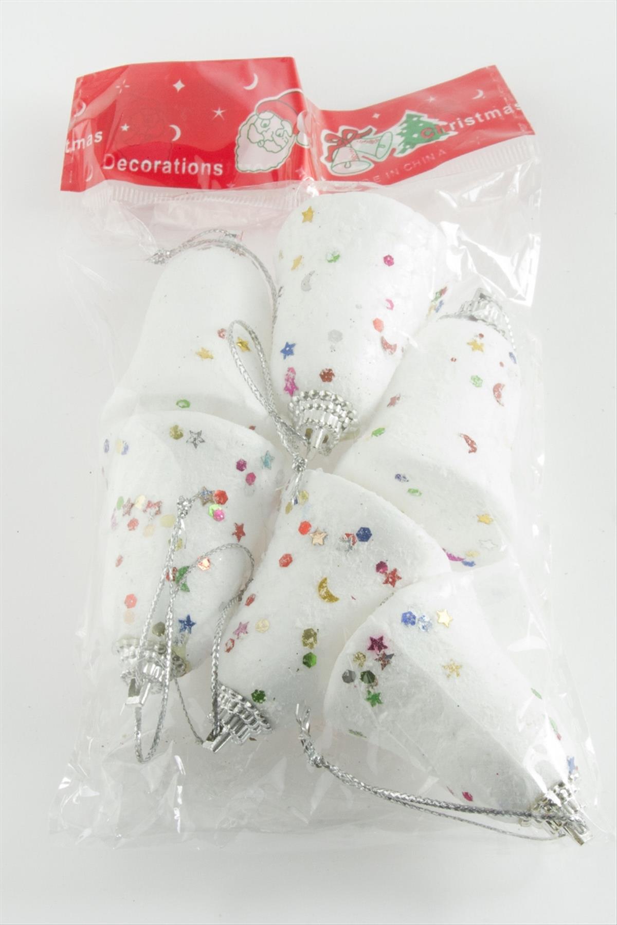 6 Adet Çan Yılbaşı Ağaç Süsü 6 cm