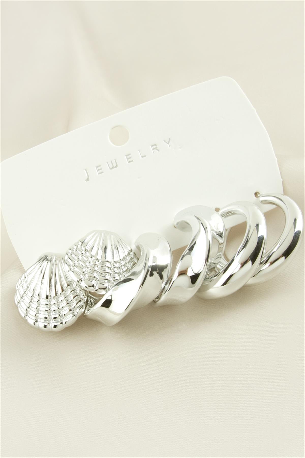 6 Adet İstiridye Trend Metal Küpe