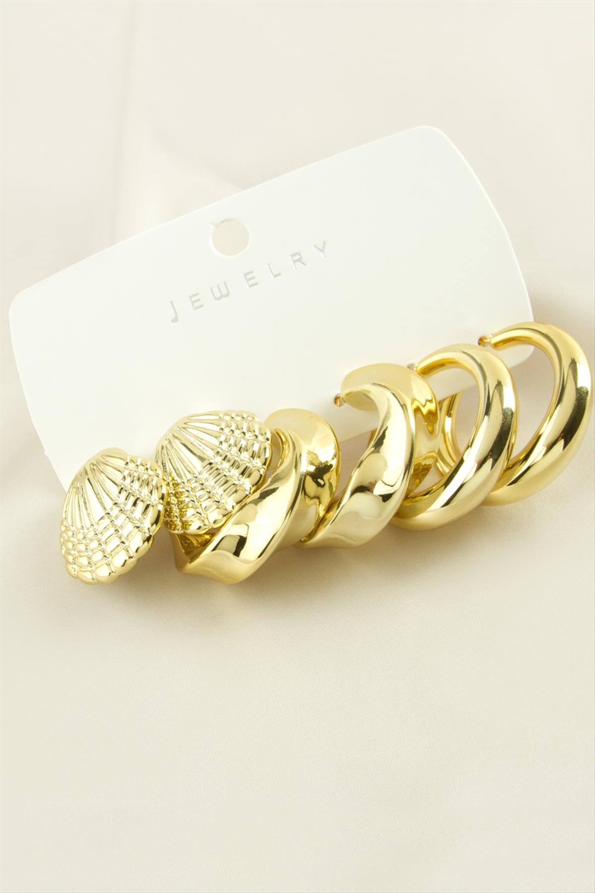 6 Adet İstiridye Trend Metal Küpe