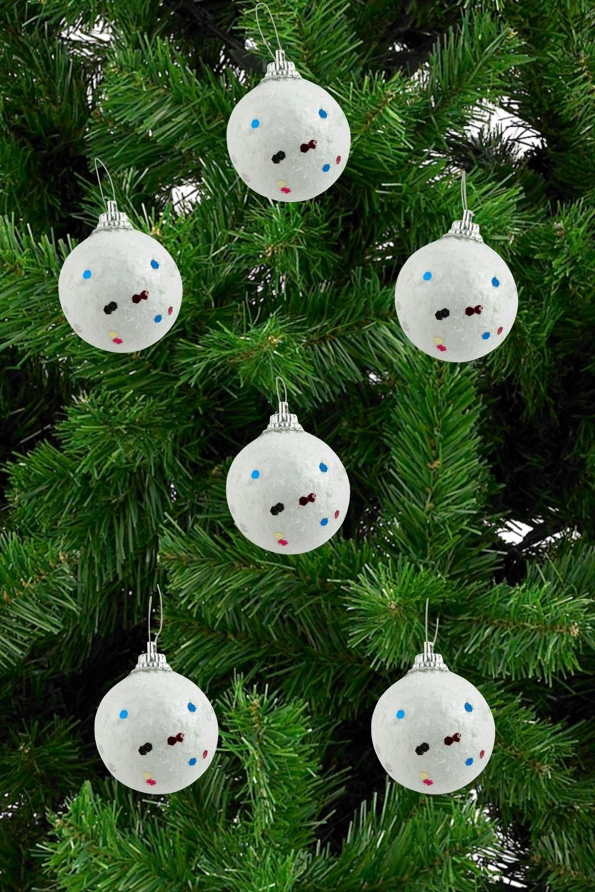 6 Adet Köpük Cici Yılbaşı Ağaç Süsü 4 cm