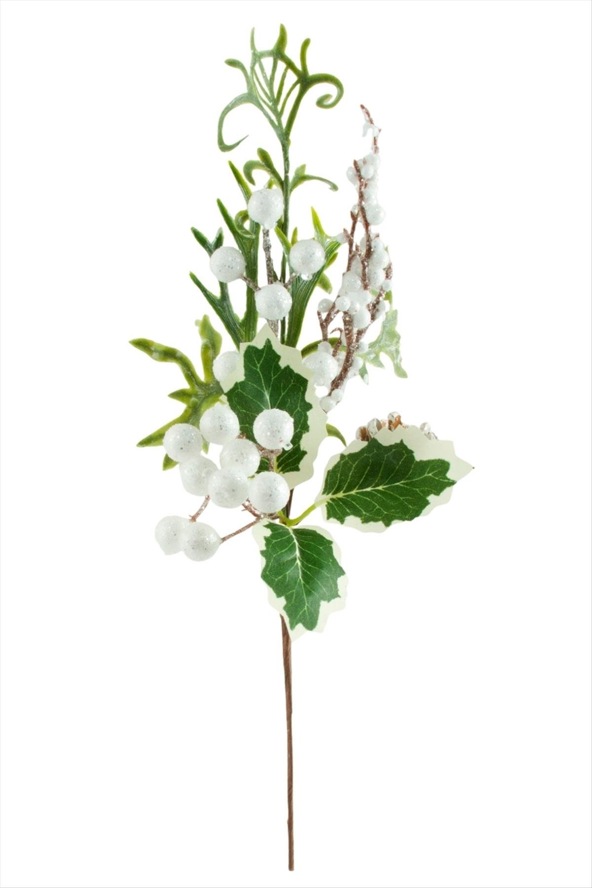 Ağaç Beyaz Kokina Yılbaşı Süsü 34 cm