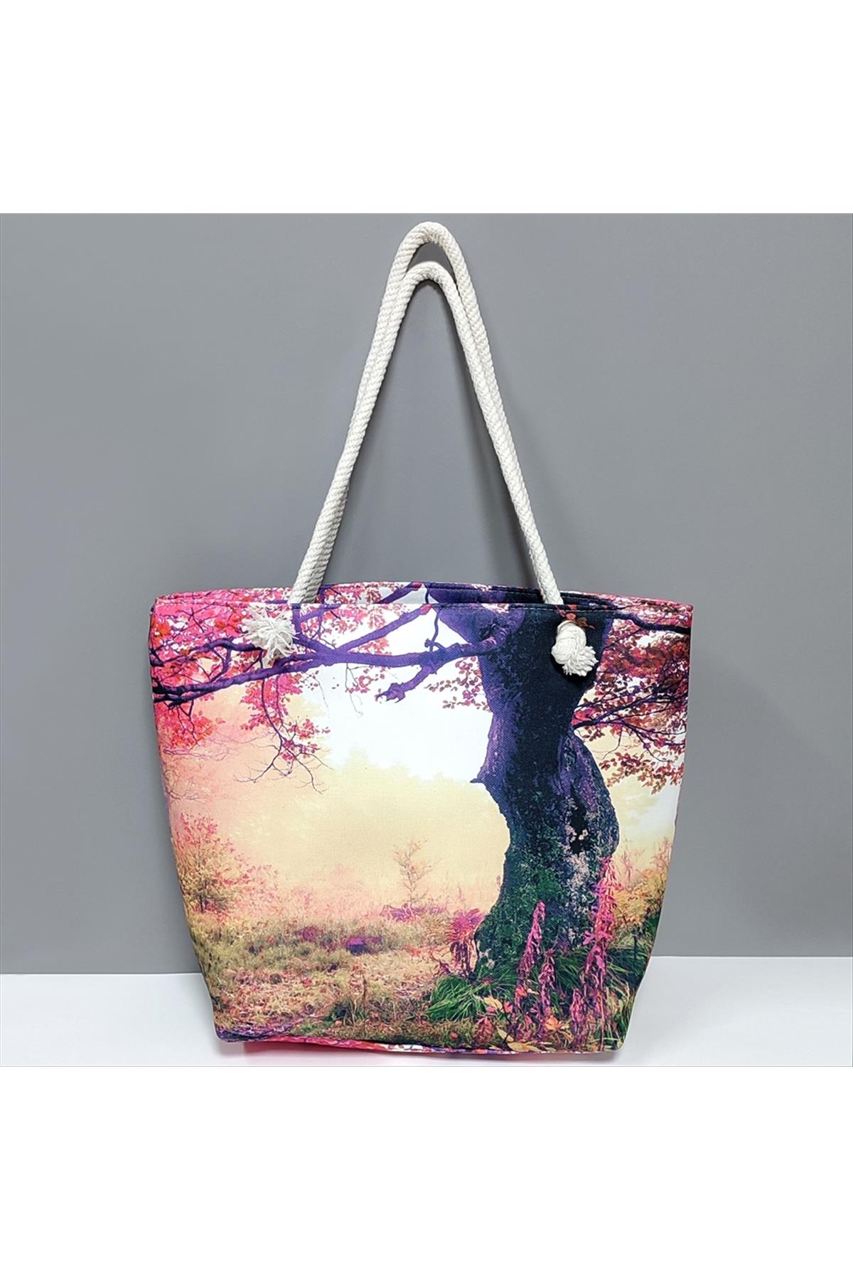 Ağaç Desenli Plaj Çantası