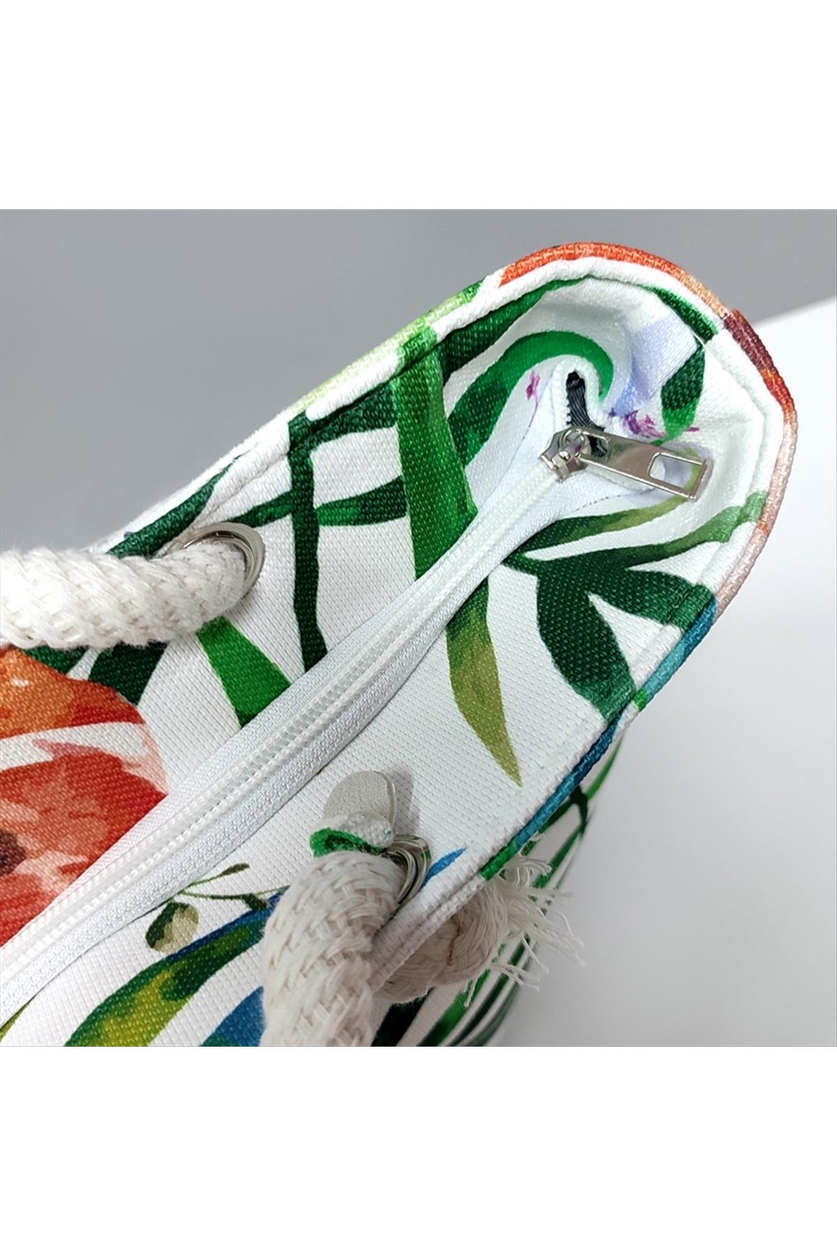 Ağaç Desenli Plaj Çantası