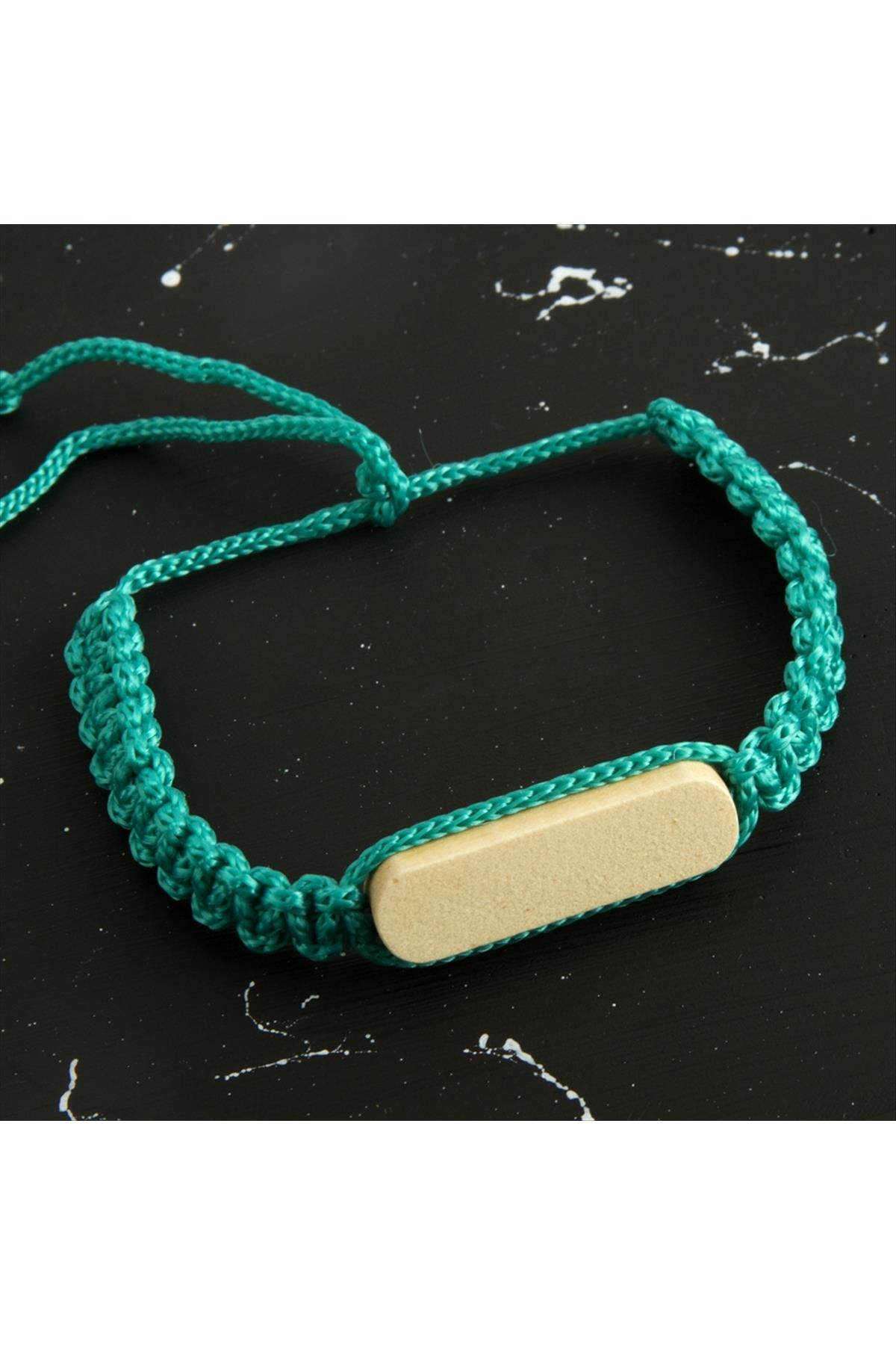 Ahşap Makrome Örgülü Bileklik