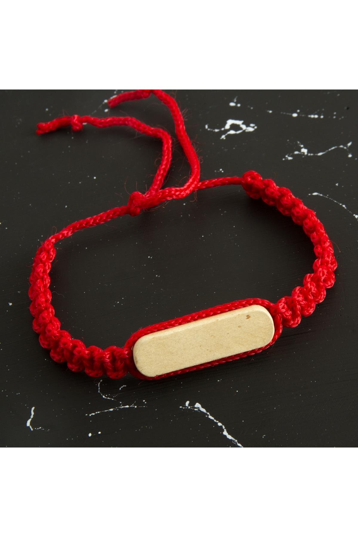 Ahşap Makrome Örgülü Bileklik