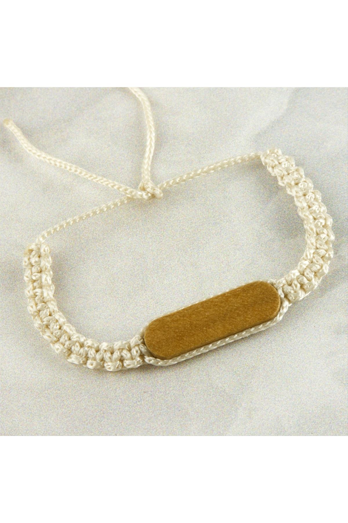 Ahşap Makrome Örgülü Bileklik