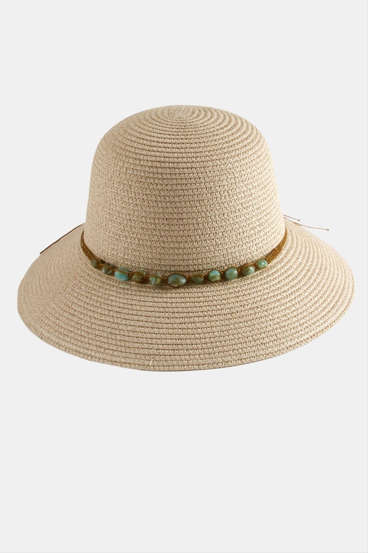 Akik Doğaltaşlı Hasır Şapka