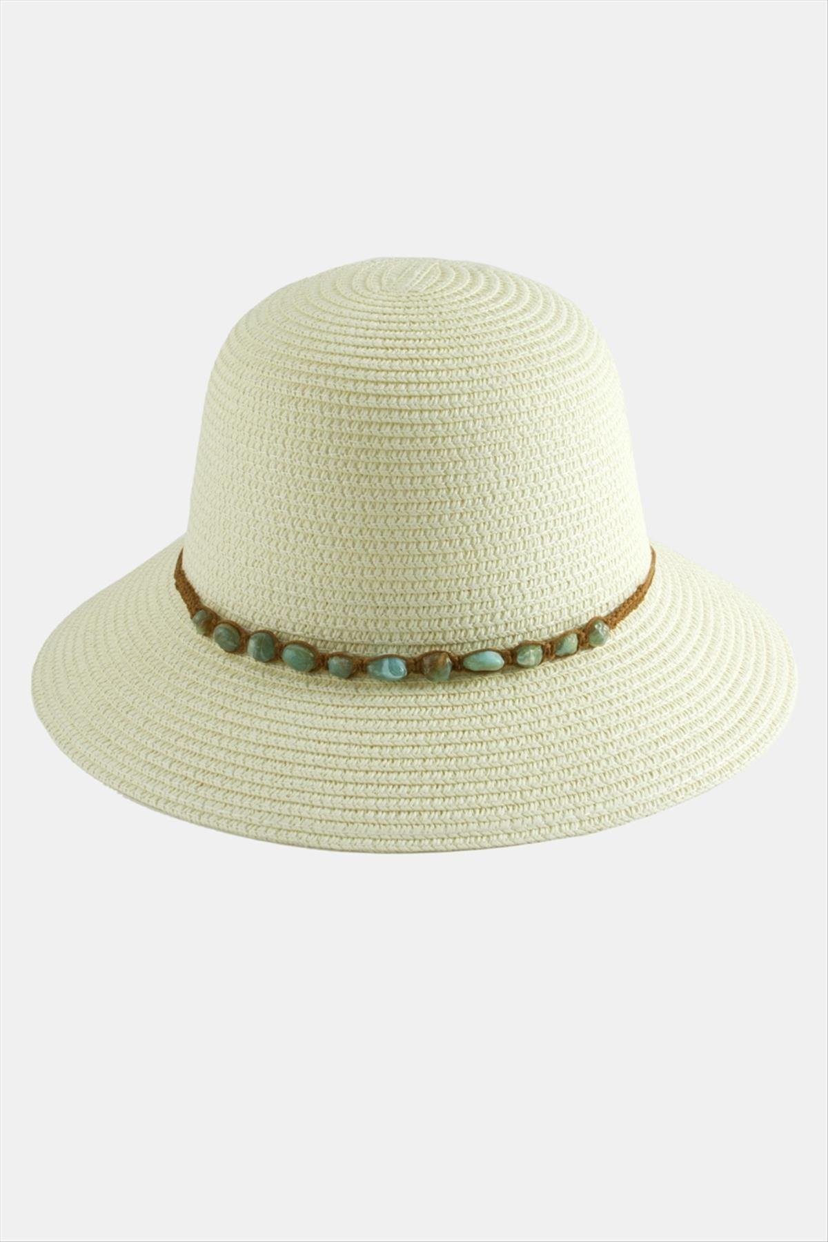 Akik Doğaltaşlı Hasır Şapka