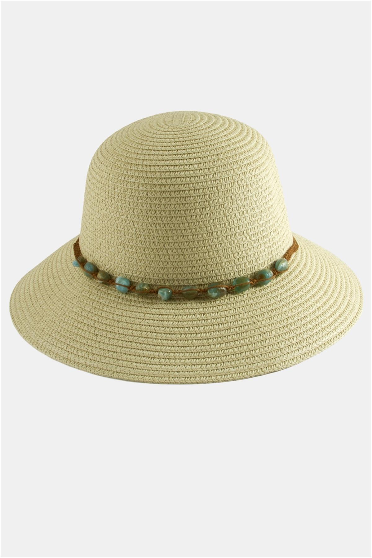 Akik Doğaltaşlı Hasır Şapka