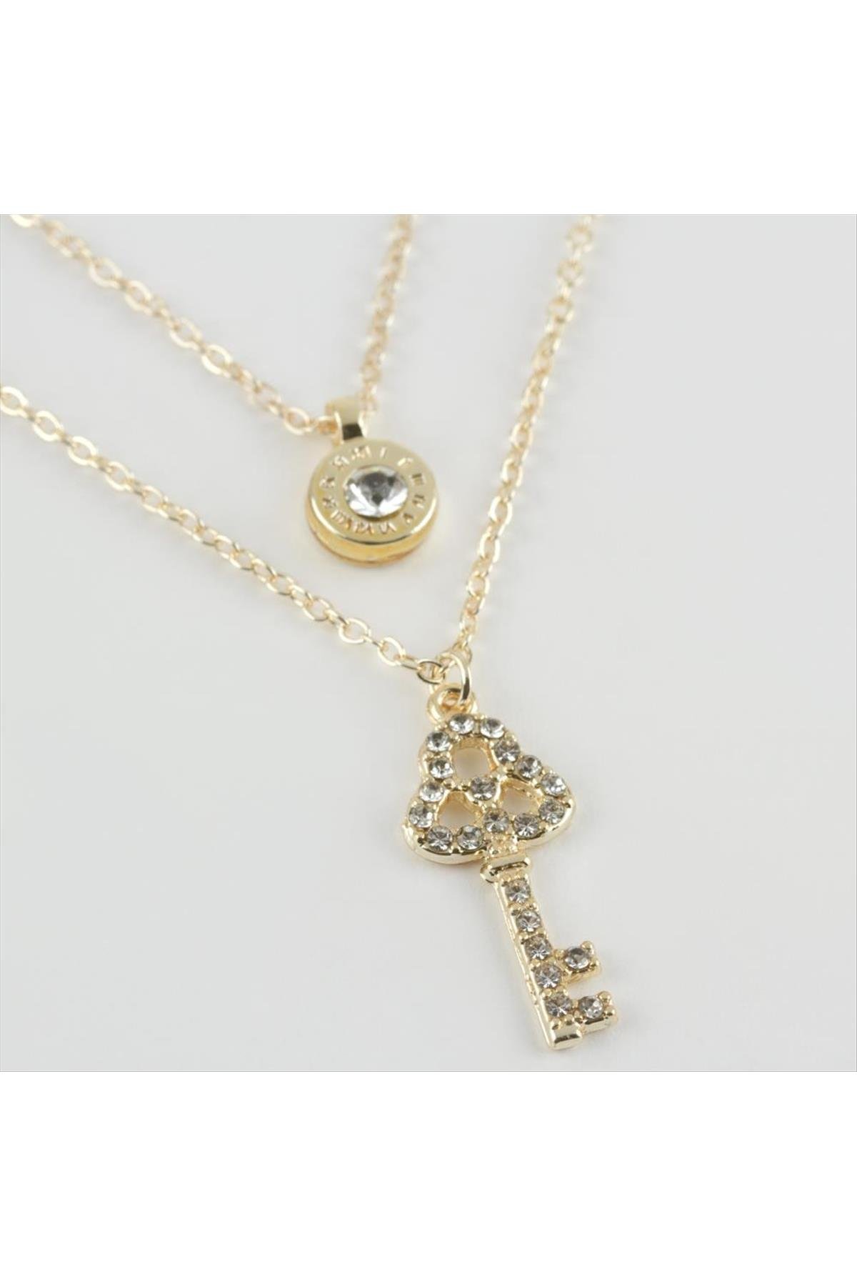 Anahtar Figürlü Yeni Sezon İkili Kolye