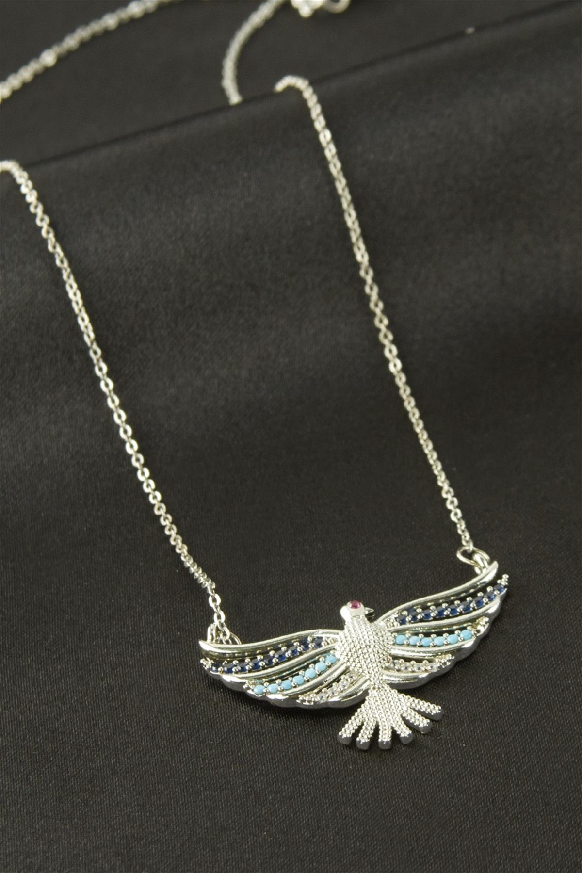 Anka Kuşu Zirkon Taşlı Kolye